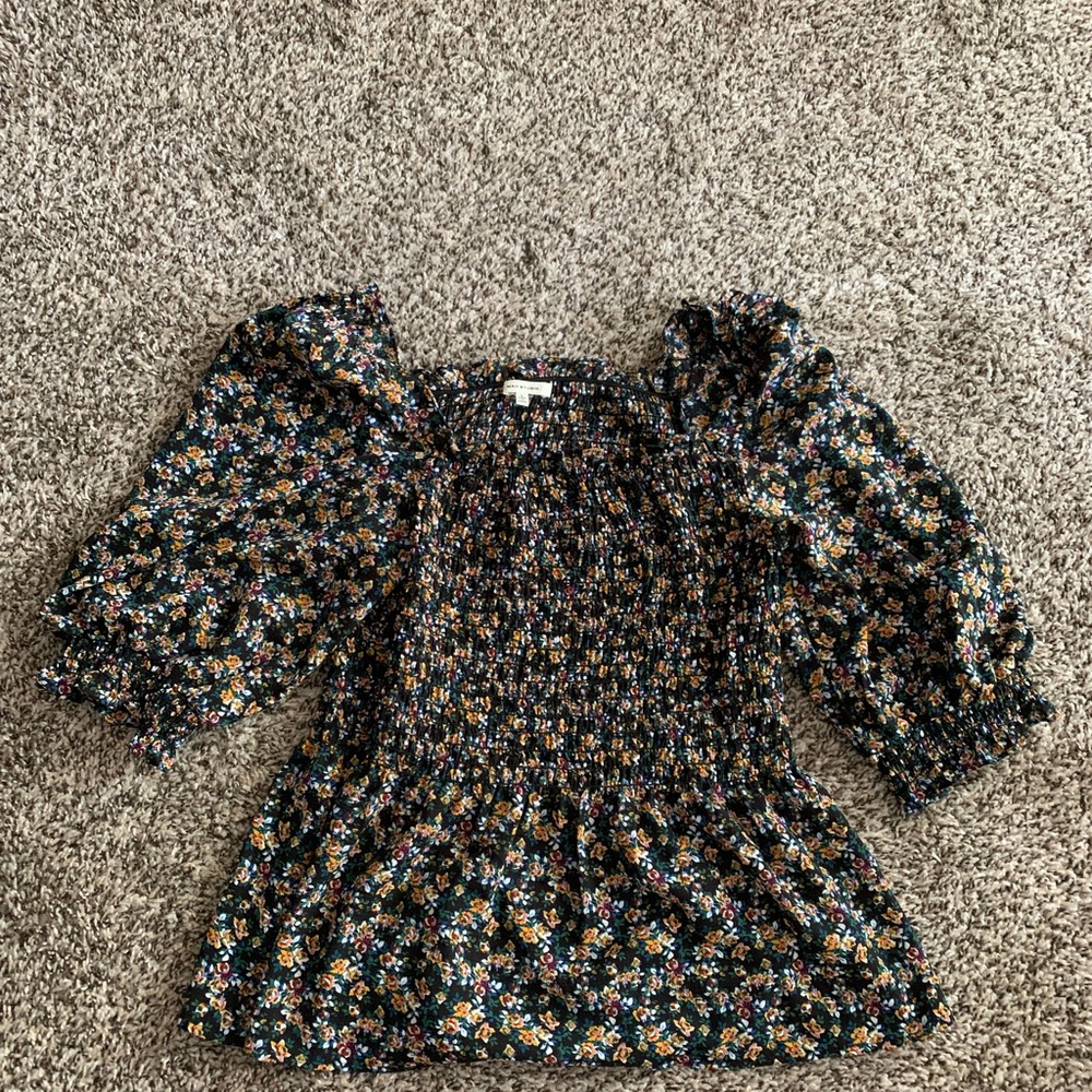 Multicolored, Floral Smocked Top